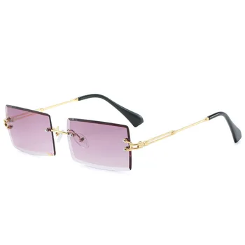 Noua Moda de Înaltă Calitate Pătrat Doamnelor Designer de ochelari de Soare UV400 Tendință Sălbatice Fara rama Personalitate Mici Față Ochelari