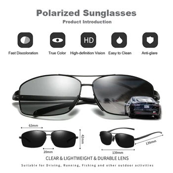 Oamenii Fotocromatică ochelari de Soare Polarizat ochelari de Soare de Conducere Pentru Femei Anti-orbire de Noapte Viziune Ochelari de protecție Cadru de Aluminiu Protectie UV