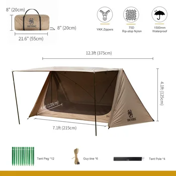 OneTigris OUTBACK RETRAGERE Cort de Camping 4-doored Dublu Adăpost Cu Cortul Poli pentru Bushcrafters & Survivalists de Vânătoare, Drumeții