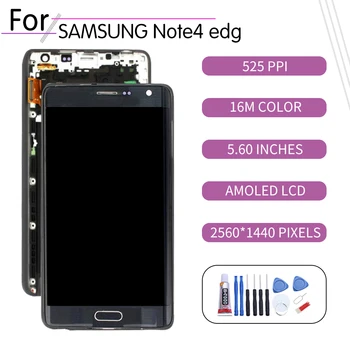 ORIGINAL Pentru SAMSUNG Galaxy Note 4 Edge LCD Touch Ecran Digitizor de Asamblare Pentru Samsung Note4 Edge Display withFrame Înlocuire