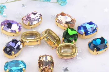 Oval de Înaltă Calitate Diamond 10*14Mm 15 buc/Pachet Opal Super Flash K9 Pahar de Aur Baza Coase Pe Gheara Pietre Îmbrăcăminte Diy Accesorii