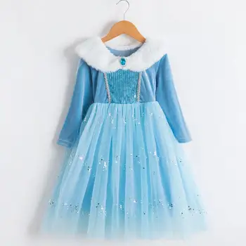 Paiete Elsa Rochie pentru Fete de Cristal Princess Dress Copii Cosplay Costum Carnaval de Halloween pentru Copii de Ziua Rochie de Petrecere