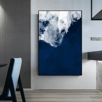Panza Pictura Nordică Postere si Printuri Abstracte Moderne Ocean Albastru Petrol Printuri Poza Perete pentru Camera de zi Cuadros Decor Acasă