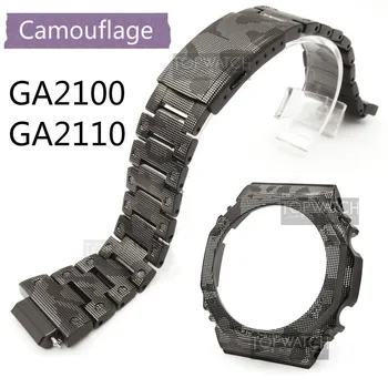 Pentru GA2100 Camuflaj Trupa Ceas Curea Set Personaliza Otel Inoxidabil Curea și Rama GA2110 Metalice din Oțel Curea GA-2100 Instrumente