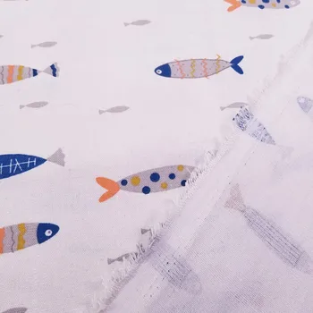 Pește Imprimate tesatura de bumbac și lenjerie de Metru pentru DIY Cusut tapiterie canapea cortina fata de masa din Material de bumbac