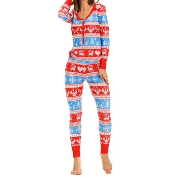 Pijamale crăciun 2 buc Toamna Femei Florale Imprimare se Potrivește cu Maneci Lungi Pantaloni de Top Crăciun Sleepwear Vacanță Pânză Set