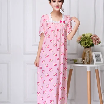 Pijamale femei pe scurt cu mâneci piele-friendly bumbac coreean proaspete plus de grăsime lungă cămașă de noapte pijama serviciu acasă Sleepwear