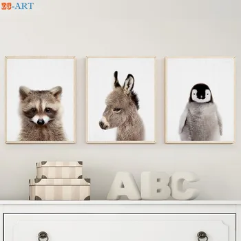 Pui De Animale Printuri Puiul De Pinguin, Cerb, Tigru Măgar Poster Canvas Tablou De Paduri Pepinieră Arta De Perete Camera Copii Decoraion Poze