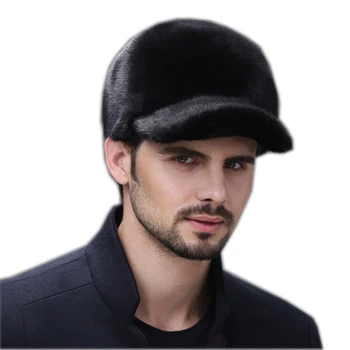 Pălării de blană pentru iarnă bărbați întreg real blană de nurcă șapcă de baseball cu 2019 moda de lux om blană de bună calitate, de iarnă pentru bărbați pălării de blană
