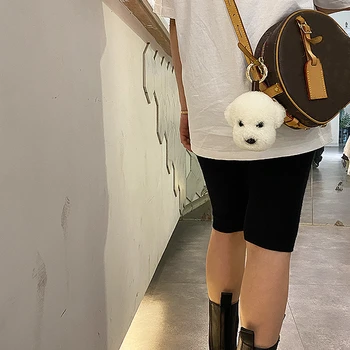 Real blană de miel mic câine bichon breloc cu pandantiv teddy papusa rucsac accesorii femei geanta decor