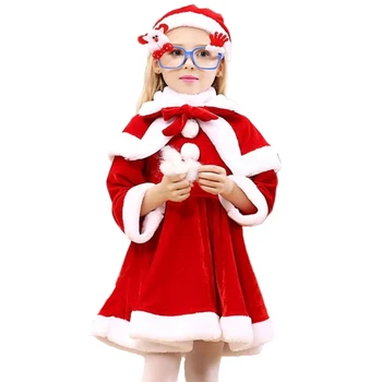 Rochie de crăciun Pentru Fete Costum de Moș Crăciun Baieti Cosplay Copii Set Haine cu Maneci Lungi Haine de culoare Roșie, pentru Anul Nou Poarte Drăguț