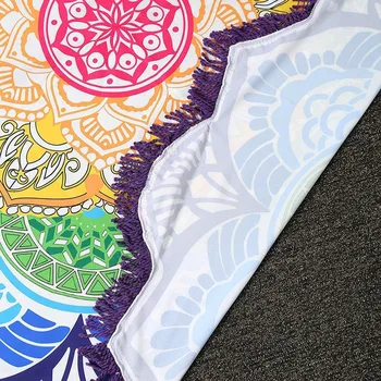 Runda Prosop de Plajă Yoga Pături Diametru 150cm Mat Yoga cu Flori Model Indian Mandala Tapiserie Picnic Mat Ziua Îndrăgostiților