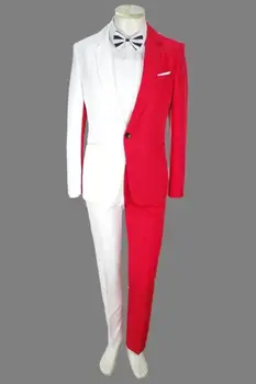 (sacou+pantaloni) Clubul Alb-Roșu Potrivire Costume de Lux de sex Masculin Personalitate Petrecere Sacouri Bărbați, Costum de Nunta Mens de Moda Strat Subțire