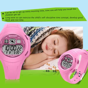 SANDA brand de moda pentru copii ceas digital cu LED-uri înotător ceas fată băiat multi-funcție ceas sport rezistent la apă ceas deșteptător