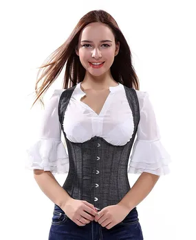 Sapubonva bustiera-corset vesta de sus corset underbust curele brâu sexy corsete pentru femei partid gri costum de îmbrăcăminte 6xl