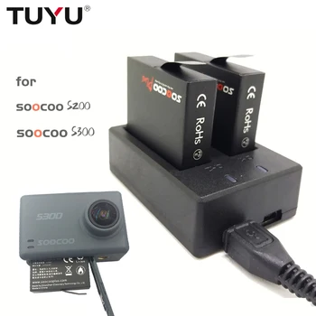 SCHIMBATE pentru SOOCOO S200 S300 Baterie SCHIMBATE cu Dual USB Încărcător de Baterie pentru S200 S300 Sport de Acțiune aparat de Fotografiat Baterie
