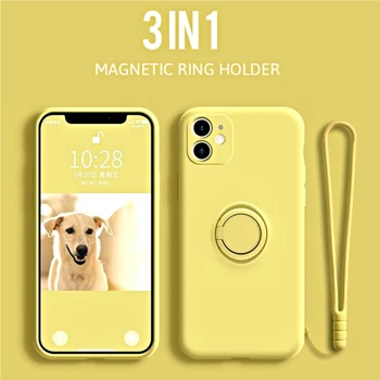 Silicon moale Caz Cu Inel Magnetic Suport Pentru iPhone 12 11 Pro XS Max XR X 8 7 6s Plus Subțire Masina Sta Deget, Suport Coperta