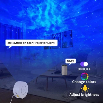 Smart Light Star Galaxy Laser Proiector Cer Instelat Etapă Dormitoare Copii, Camera De Petrecere Noapte De Vacanță Alexa Google Casa Tuya