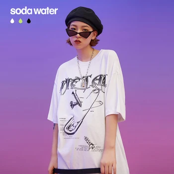 SODAWATER Fata Supradimensionate Sus Teuri Greutate Femei Tricou Una Bucata Harajuku Femei tricou Fete Hip-Hop-ul T-shirt