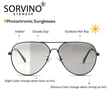 SORVINO Pilot Retro Fotocromatică Bărbați ochelari de Soare Polarizat Designer de Brand 2020 90 Negru Aviației Ochelari de Soare UV Nuante Mare SP252