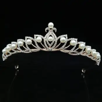 Superb Placat Cu Argint, Perle De Cristal Mireasa Diademe Coroana Aliaj De Aur Stras Diadema Bentita De Mireasa Accesorii De Par