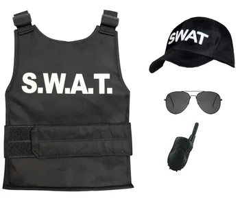 Swat Vestă Antiglonț & Swat Capac Costum Rochie Fancy Tinuta 3-9 ani copii copii costum polițist