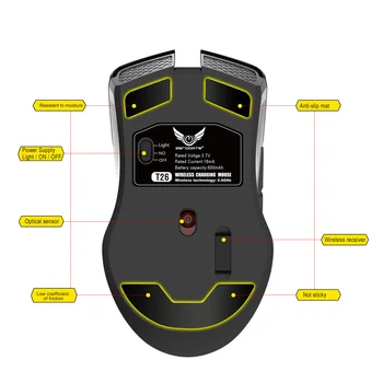 T26 2.4 G Mouse Wireless Reîncărcabilă Gamer Mouse-ul fără Fir Șapte-button Gaming Mouse Lumină Strălucitoare de TIP C, Încărcare Rapidă