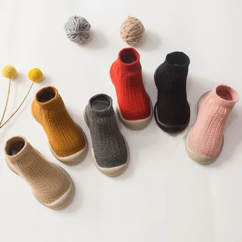 Toamna Iarna Noi Dublu Tricotat Gros Cald pentru Copii Podea de Cauzalitate Pantofi pentru Copii Pantofi de Copil Talpa de Cauciuc Culoare Pură Adidași
