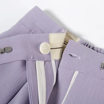 TWOTWINSTYLE Casual Violet Largi Picior Pantaloni Pentru Femei Talie Mare Plisate Genunchi Lungime Costume Pantaloni sex Feminin 2020 Moda de Vara Noi