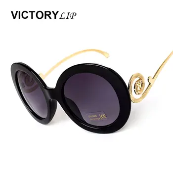 Victorylip Noi Doamnelor Designer Cap Rotund Ochelari de Soare Femei de Moda Retro Supradimensionate Cadru Metalic ochelari de Soare UV400 Protecție
