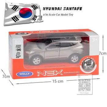 WELLY Scara 1/36 Masina Jucarii Model Hyundai Santafe turnat sub presiune, Metal Trage Înapoi Mașină de Jucărie Nouă În Cutie Pentru Colectare/Copii/Cadouri