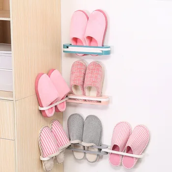 Wonderlife montat pe Perete pantof cutie de depozitare baie, papuci de casă rack-tip pliere suport pantofi auto-adeziv suport de stocare
