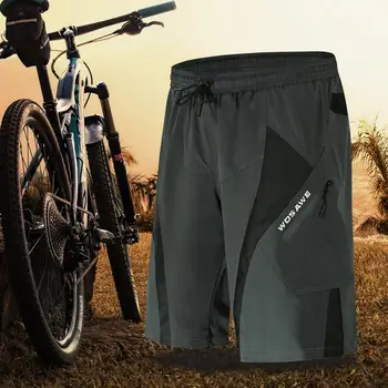 WOSAWE Bărbați MTB pantaloni Scurți Largi cu Căptușit Non-amovibile Lenjerie de corp în aer liber, Ciclism pantaloni Scurți Reflectorizante Mountain Bike Liber Postav