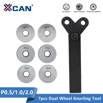 XCAN Dual Roata Knurling Tool Kit 7pcs Teren de 0.5 mm, 1mm 2mm Strung Roată de Tăiere Knurling Tool Set