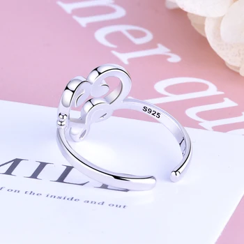 Xiaojing 925 Sterling Silver-mi Place Muzica Inele Inima Notă Muzicală Reglabil Inele Bijuterii pentru Femei, Cadouri pentru ziua Îndrăgostiților